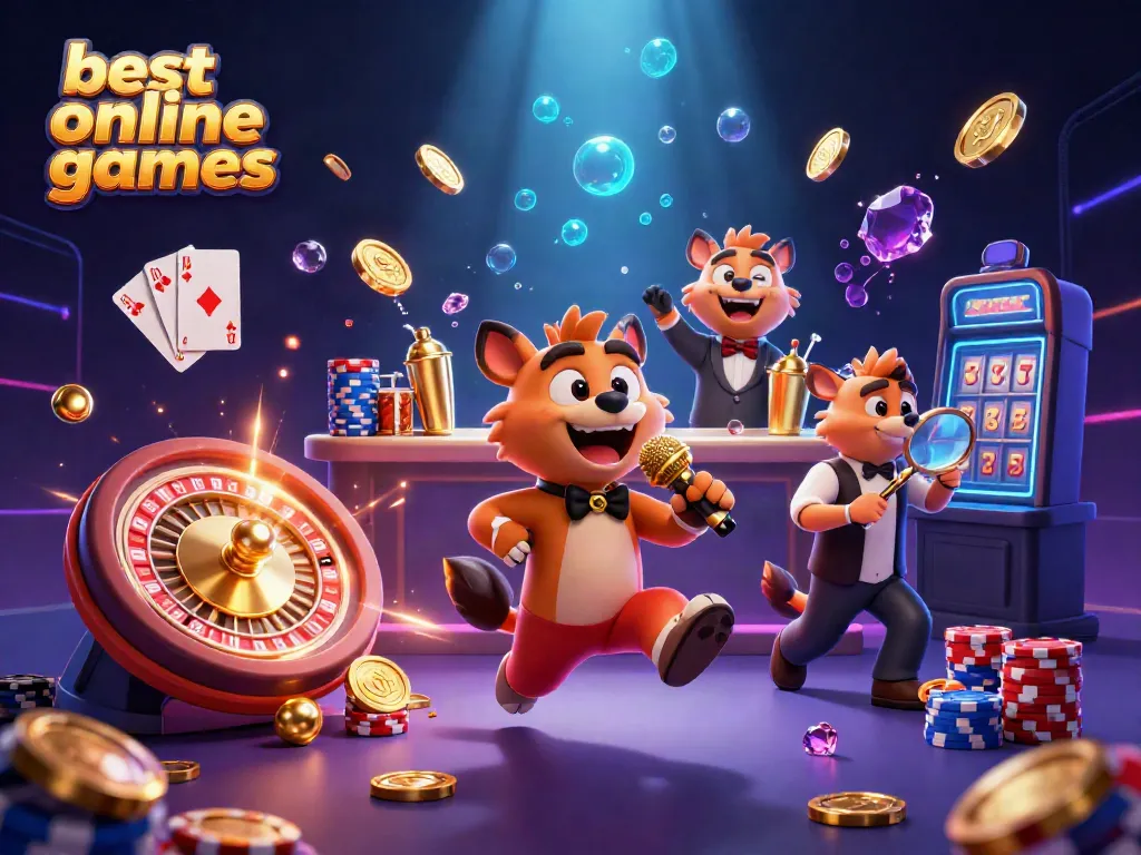 Engaging scene showcasing the best online casino games featuring hyenas in a lively comedy casino club.
