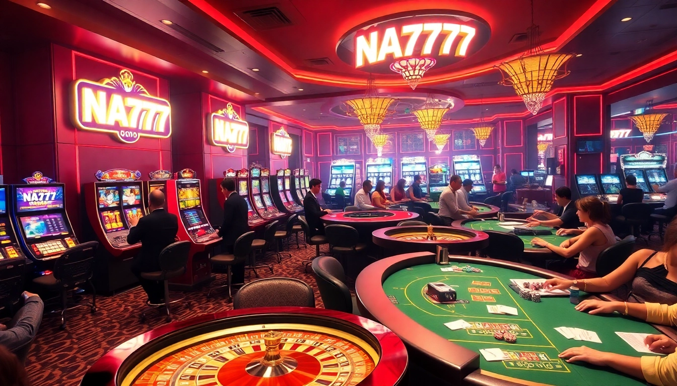 Experience the thrill of gaming at NA777's luxurious casino, featuring exciting tables and vibrant slot machines.