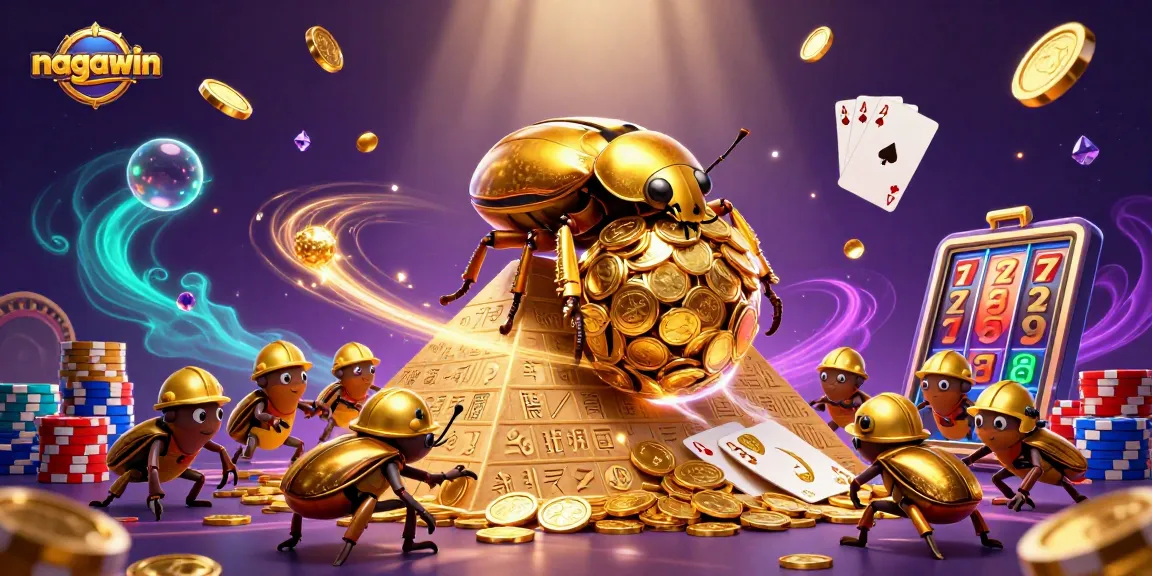 Nagawin players enjoying dynamic casino experiences with golden coins, slot reels, and festive gambling elements.