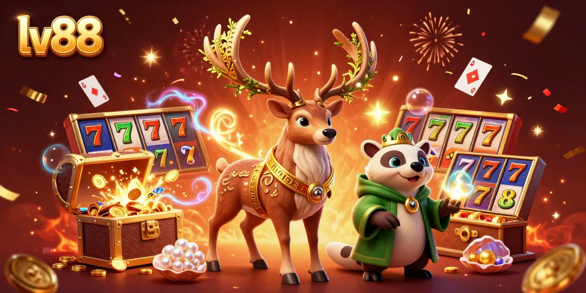 Experience gaming thrills at lv88 with exciting slot reels and vibrant casino elements.