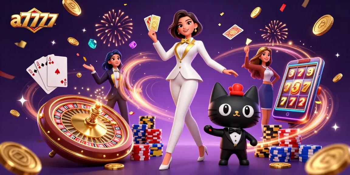 Experience thrilling gameplay with a7777, featuring glamorous characters and vibrant casino elements.