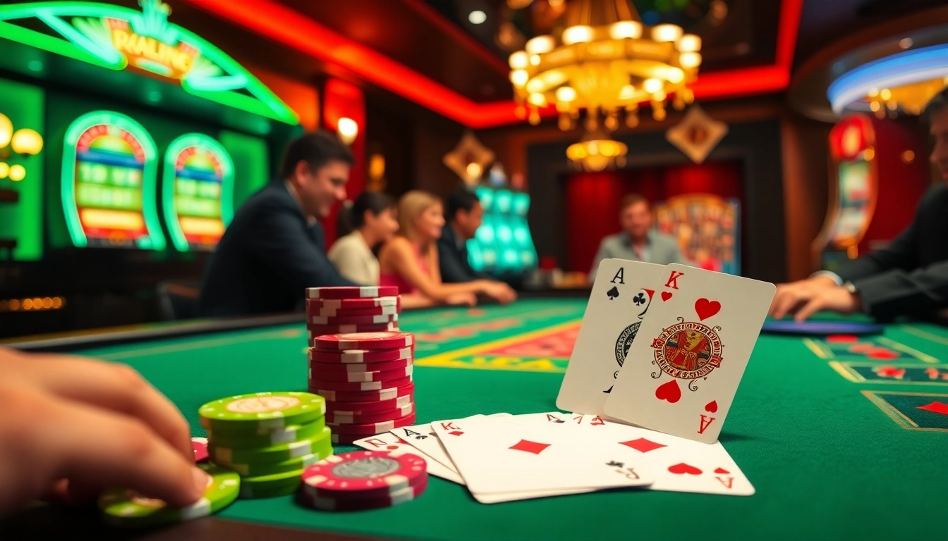 Experience the thrill of link idn poker with a vibrant poker table showcasing a royal flush.