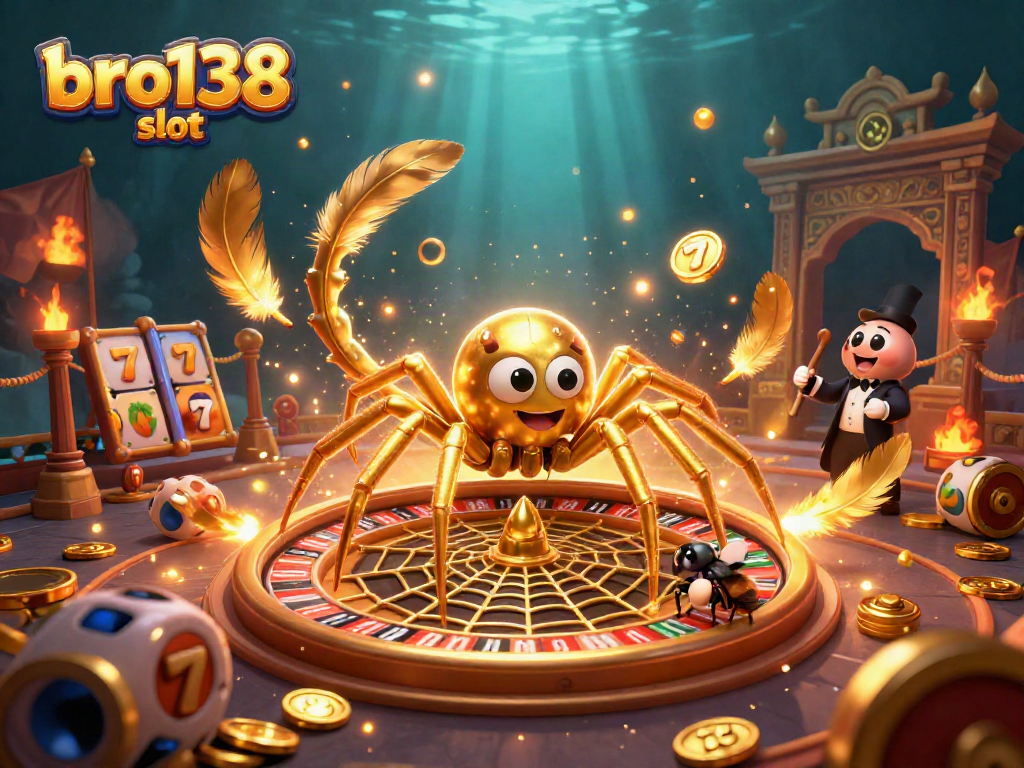 Experience excitement with the bro138 slot game, featuring a golden spider and unique betting elements.