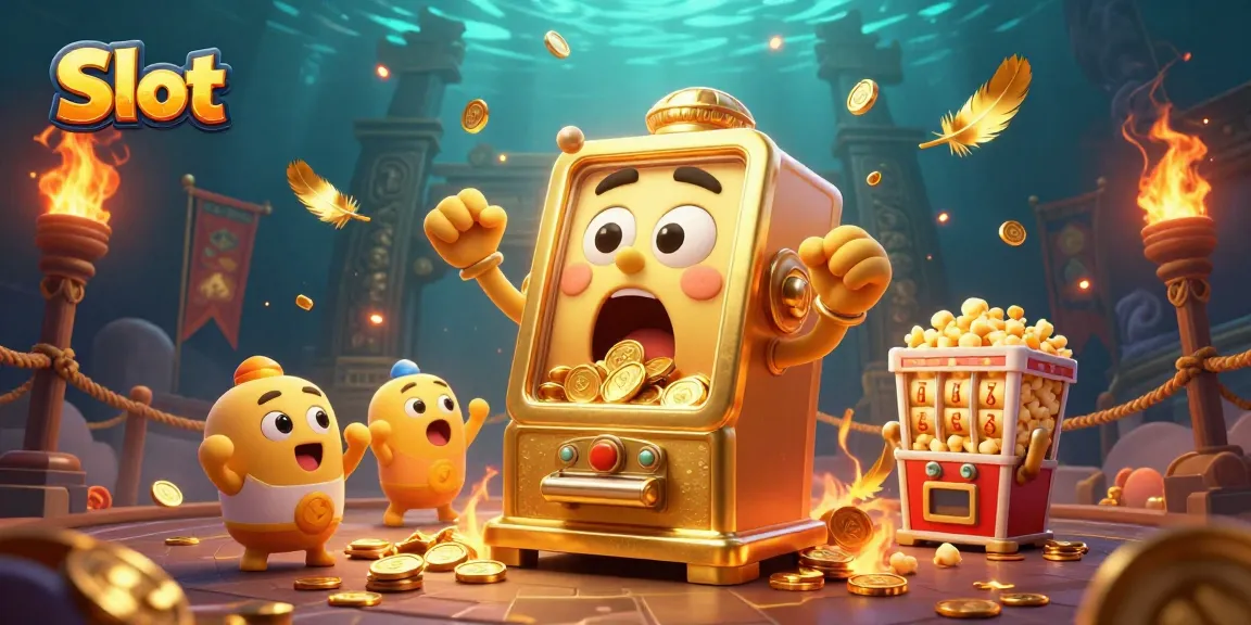 Slot menarik perhatian dengan mesin slot emas yang mendapatkan jackpot, penuh uang koin!