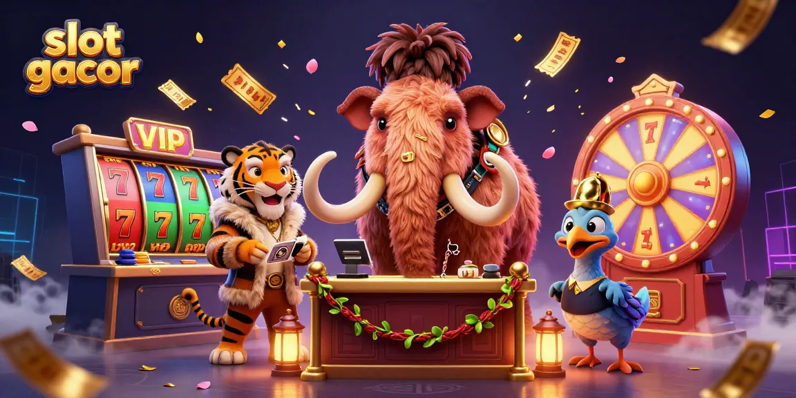 Menangkan slot gacor dengan mamut kasino, tamu VIP, dan burung dodo di suasana yang ramai.