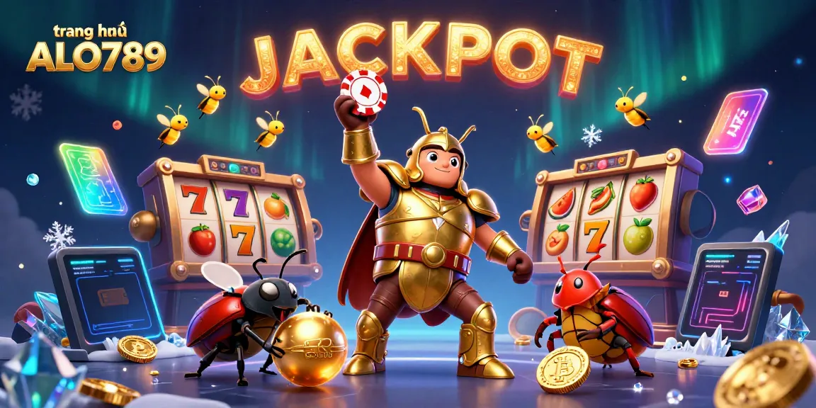 Win big on trang chủ ALO789 with a dynamic 3D illustration of beetles in a casino scene