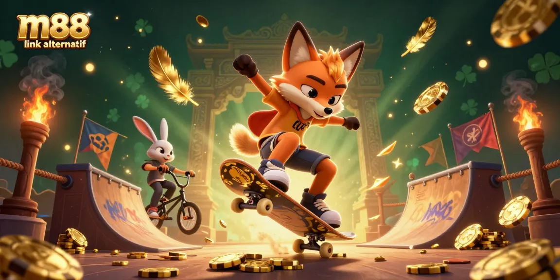 Experience the action with m88 link alternatif featuring vibrant gambling scenes and animated characters.