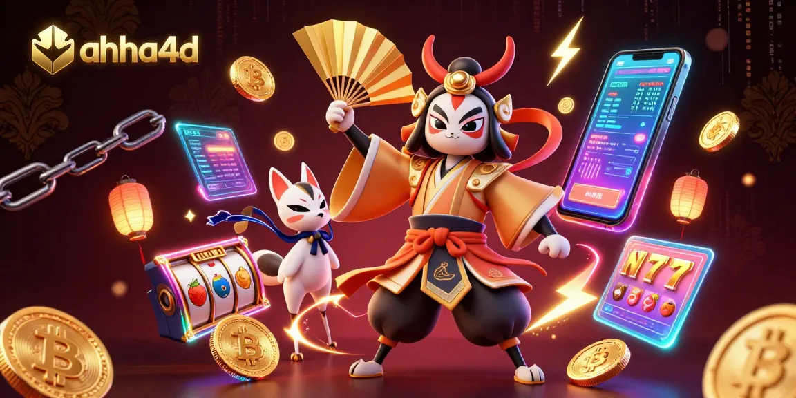 Win with ahha4d in a vibrant 3D scene showcasing lottery elements and gaming excitement.