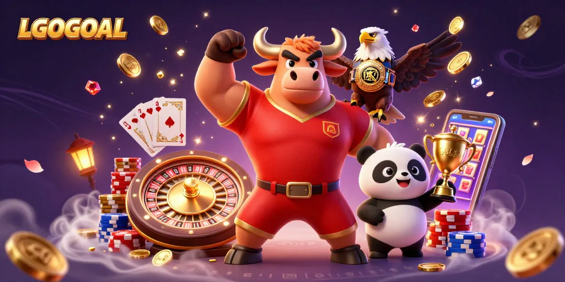 Experience the thrill of gaming with LGOGOAL's vibrant casino illustration featuring exciting characters and elements.