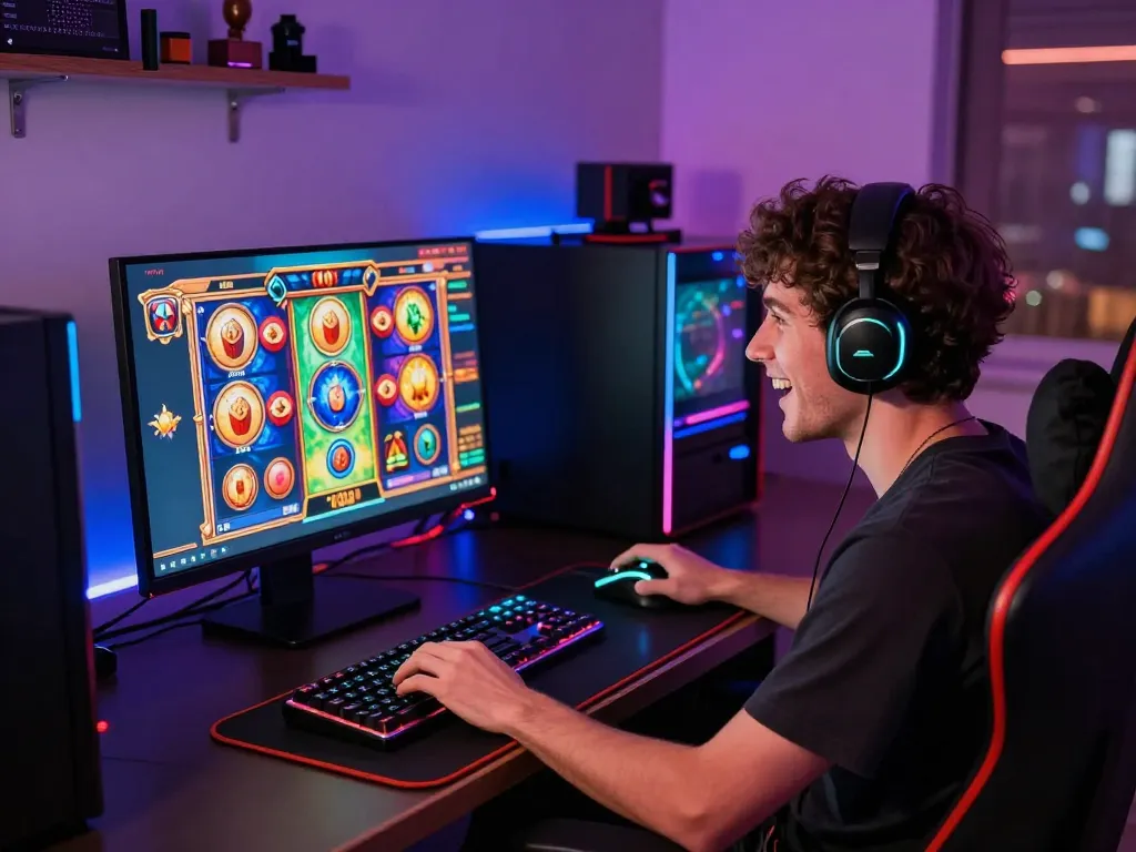 Pemain terlibat merasakan sensasi slot virus88 dalam pengaturan permainan yang berwarna-warni