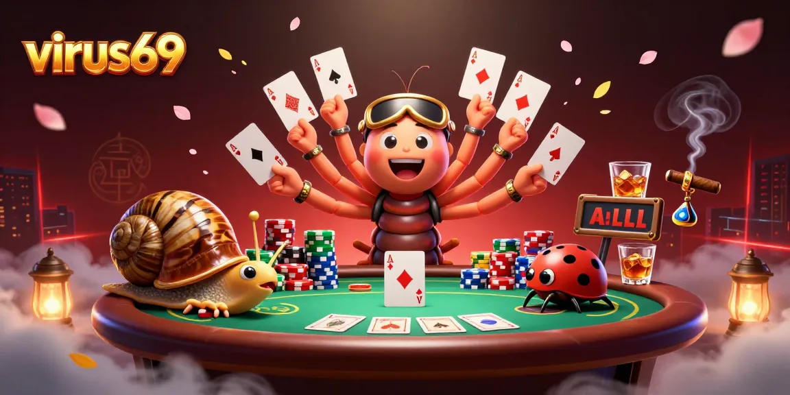 Experience thrilling gameplay at virus69, featuring a colorful dealer and exciting poker action.