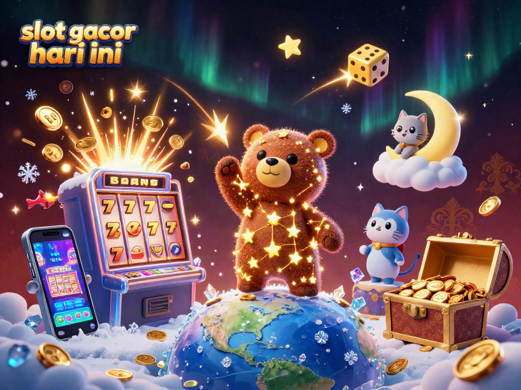 Experience the excitement with slot gacor hari ini as golden stars scoop coins with vibrant casino game elements.