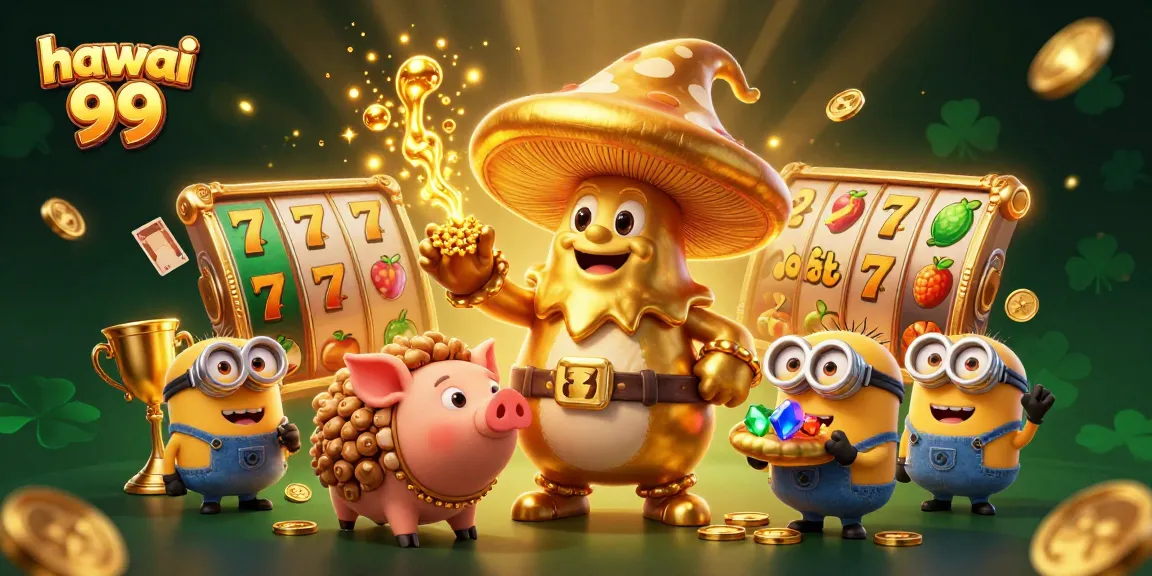 Experience winning magic at hawai 99 with a spectacular 3D casino scene featuring golden elements.