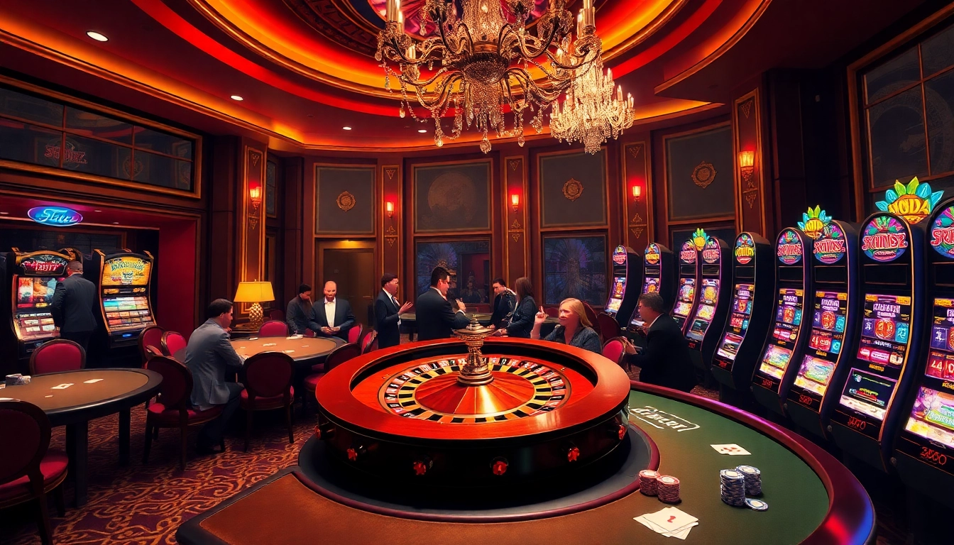 situs gacor menang di meja kasino yang ramai dengan roulette, chip poker, dan mesin slot