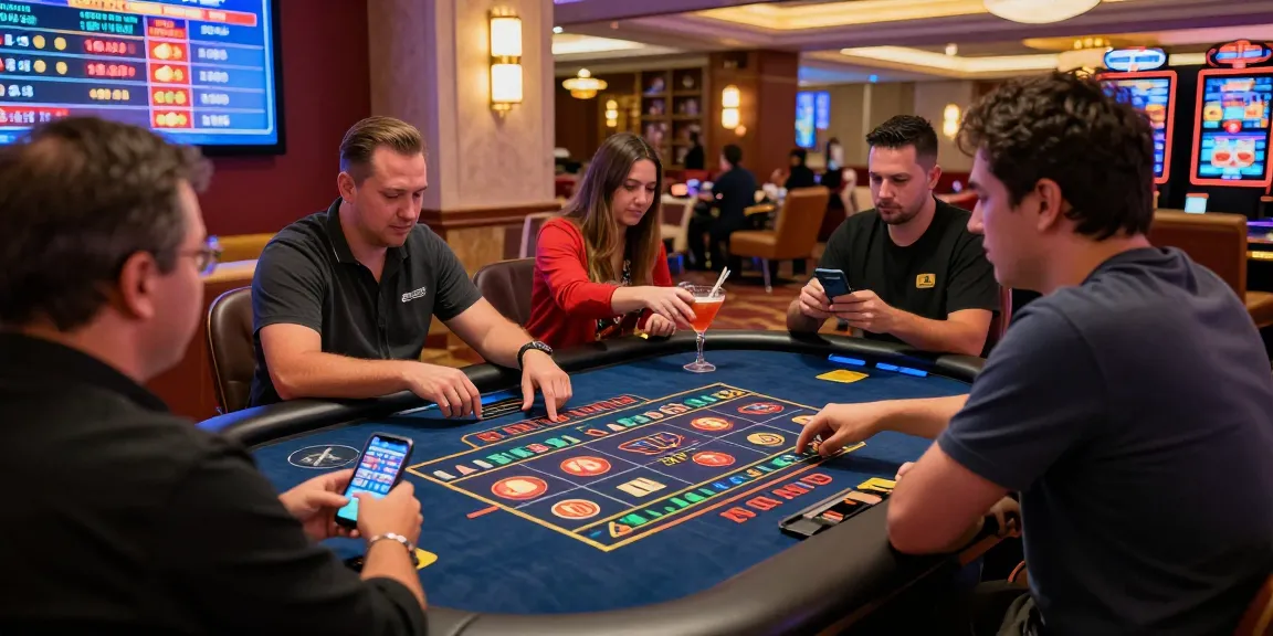 Engaging situs slot gaming scene with players enjoying vibrant online casino atmosphere, live dealer interaction, and animated graphics.