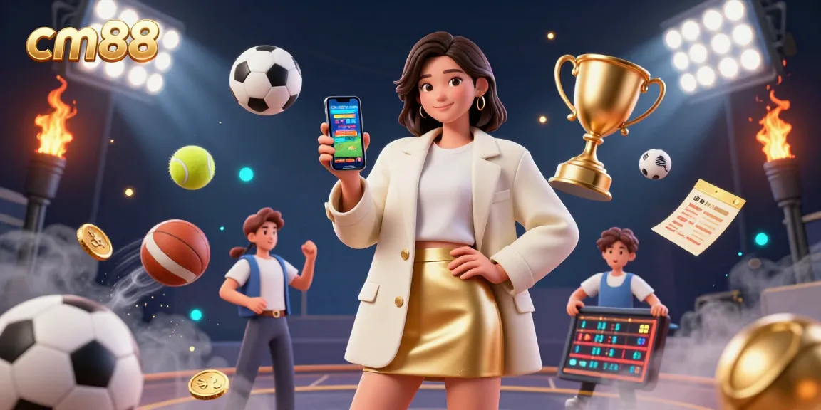 Bet on cm88 with interactive sports betting showcased in a stunning 3D illustration.