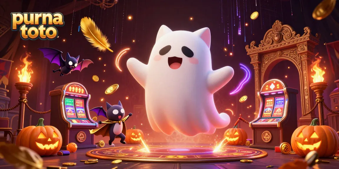 Menghadapi keseruan purna toto dengan karakter ceria di kasino yang penuh hantu dan lampion poker.