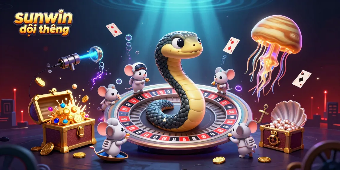 Engage in sunwin đổi thưởng with dynamic cosmic casino action featuring colorful characters and underwater treasures.