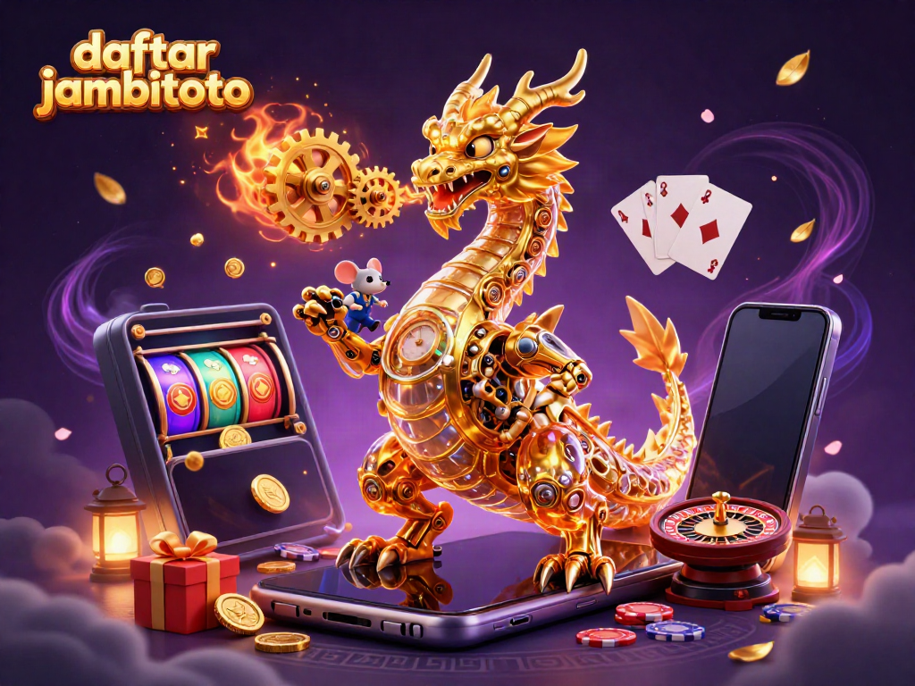 Experience thrilling gameplay as you daftar jambitoto with the golden dragon and coins fluttering around.