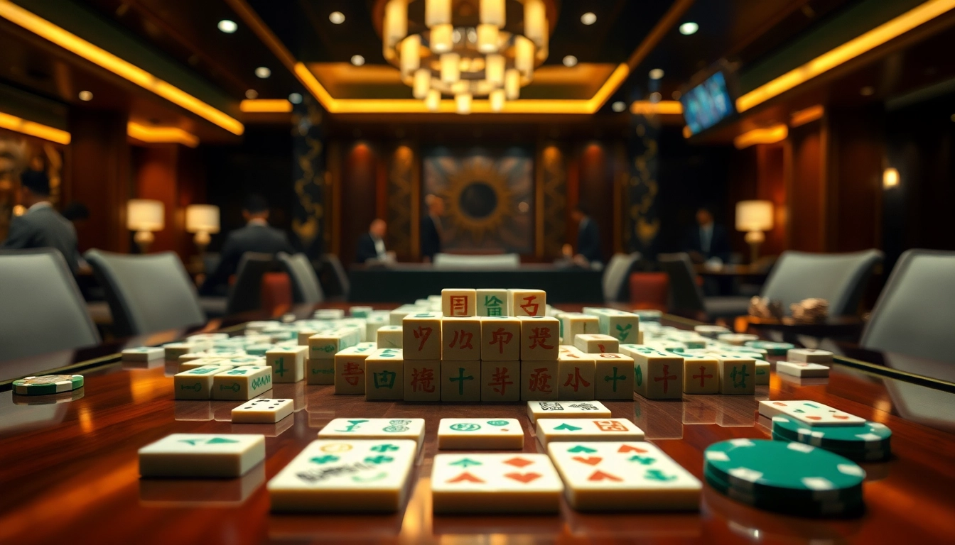 Tampilkan kecerdasan strategi di link bossmahjong dalam permainan kasino dengan kartu dan ubin Mahjong.