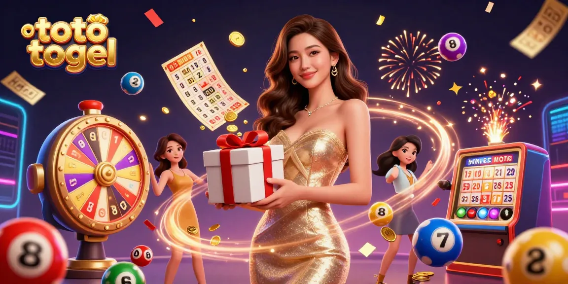 Play toto togel with vibrant lottery balls and festive elements in this exciting casino scene.