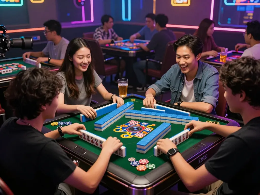 permainan sesi aman mahjong ways 2 bersama teman di meja kasino yang ramai