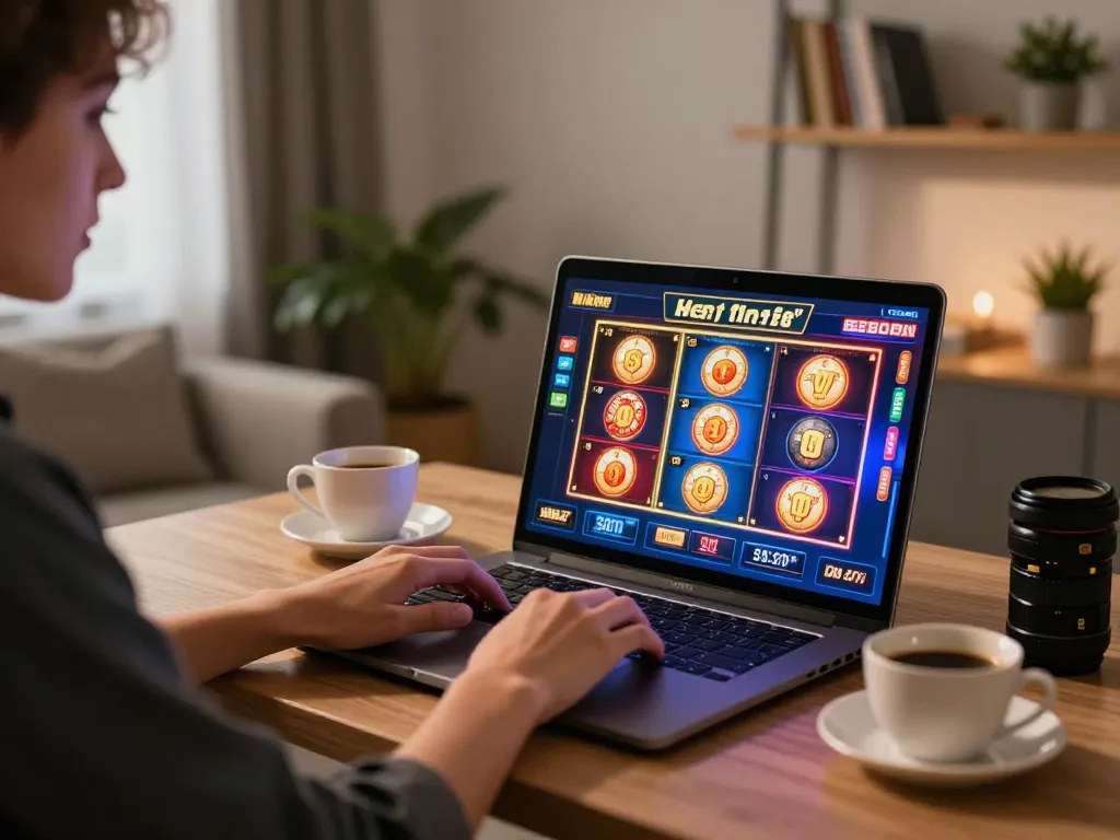 Player engaged in exciting online slots experience at home with 789club interface visible.