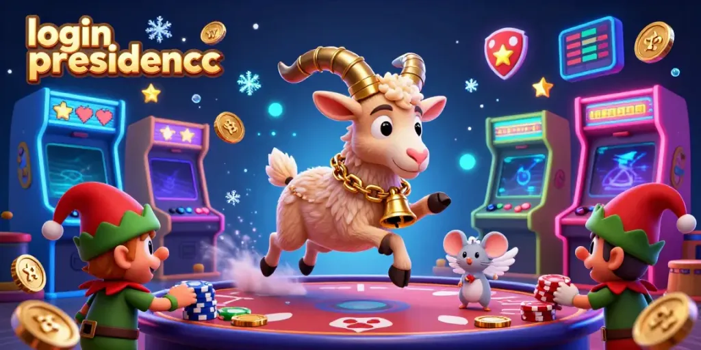 Engage with exciting gameplay featuring login presidencc in a vibrant casino scene with Krampus and playful characters.