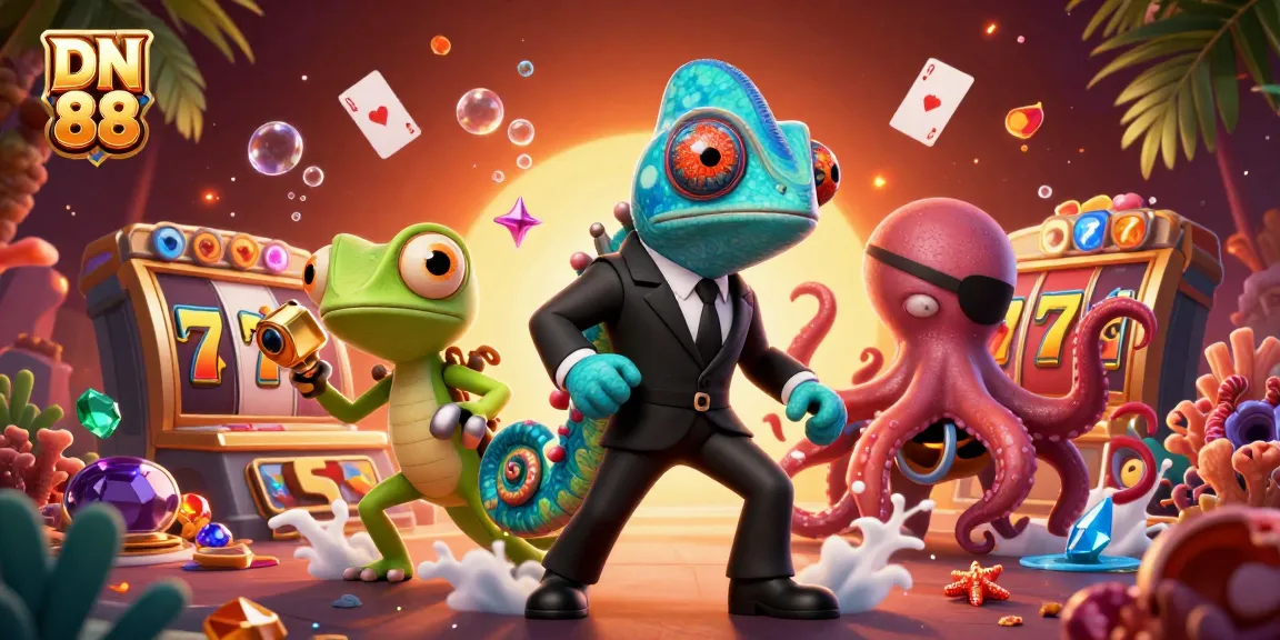 Experience the excitement of DN 88 with a vibrant casino-themed illustration featuring dynamic characters and game elements.