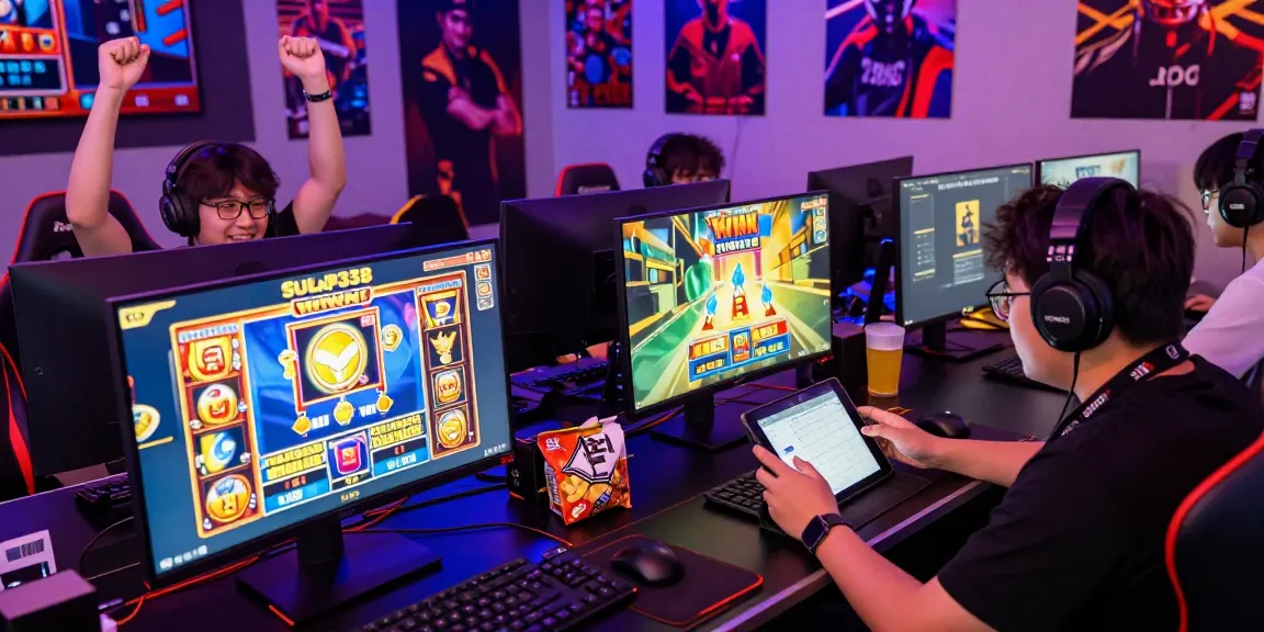 SULAP338 platform memperlihatkan pemain yang antusias memenangkan jackpot di permainan online, menciptakan suasana kompetitif yang ceria.