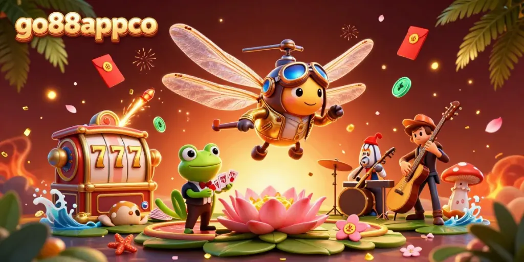 Engage with the dynamic go88appco scene showcasing exciting casino gameplay under vibrant fireworks.