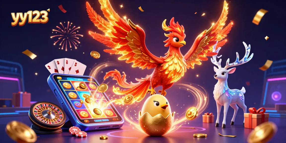 Engage with thrilling gaming moments at yy123 featuring a fire phoenix and vibrant casino elements.