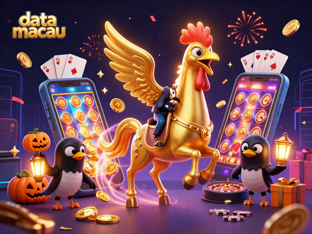 Experience thrilling data macau gameplay with a vibrant casino scene featuring golden game elements and dynamic characters.