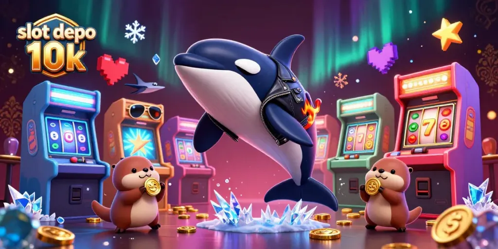 Experience the thrill of slot depo 10k with vibrant characters and dazzling game elements in a dynamic casino scene.