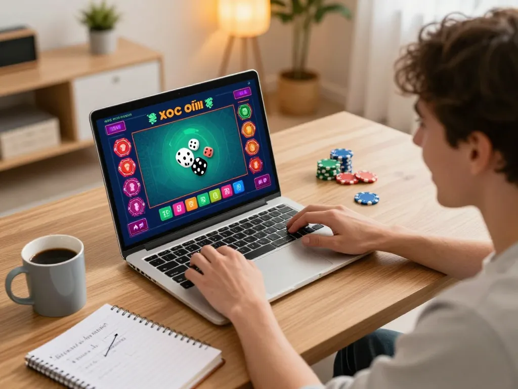 Xóc đĩa là gì illustrated through a dynamic online gaming scene with engaging gameplay and strategy notes.