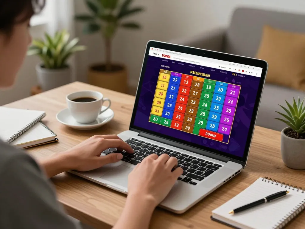 Person engaging in togel betting online at home, showcasing modern gaming atmosphere.
