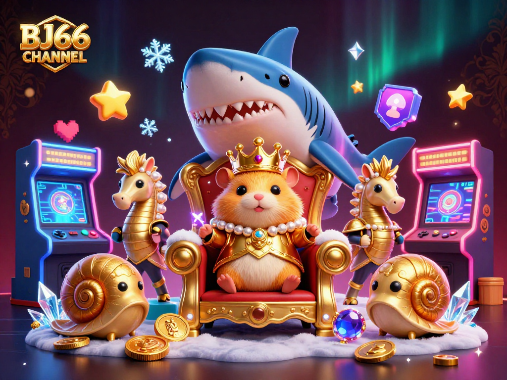 Experience the excitement of BJ66 CHANNEL with a vibrant illustration of gaming and royal elements.