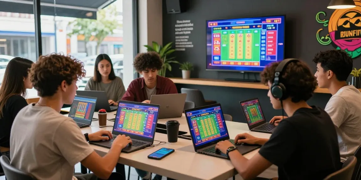 Ratutogel: suasana kafe modern dengan pemain togel online yang bersemangat.