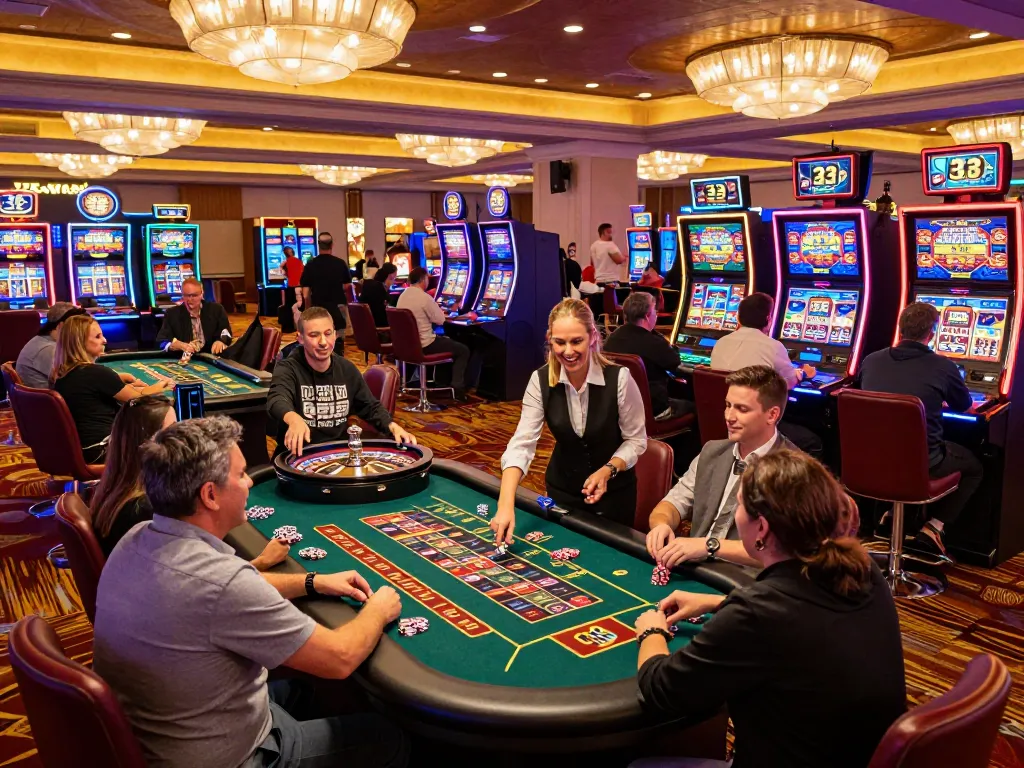 Players enjoying thrilling games at 33 win's vibrant casino floor, showcasing strategic betting moments.