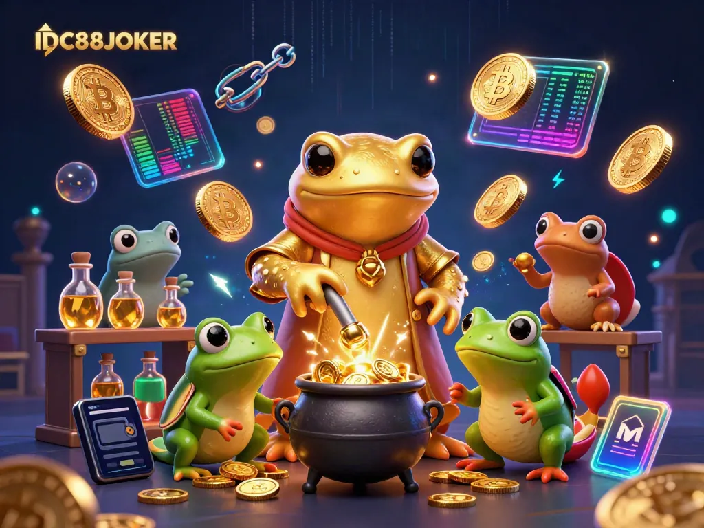 Engage with IDC88JOKER's exciting game world, featuring vibrant cartoon characters in an alchemical casino ambiance.