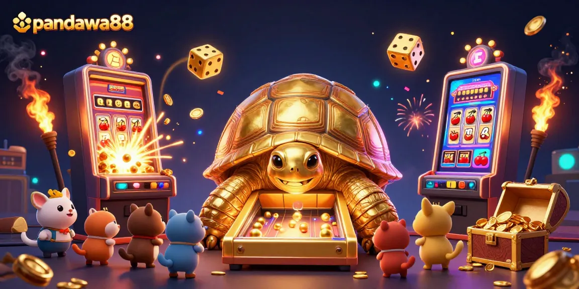 Menggoda kemenangan besar di pandawa88 dengan mesin slot berkilauan dan tortoise emas yang berfungsi.