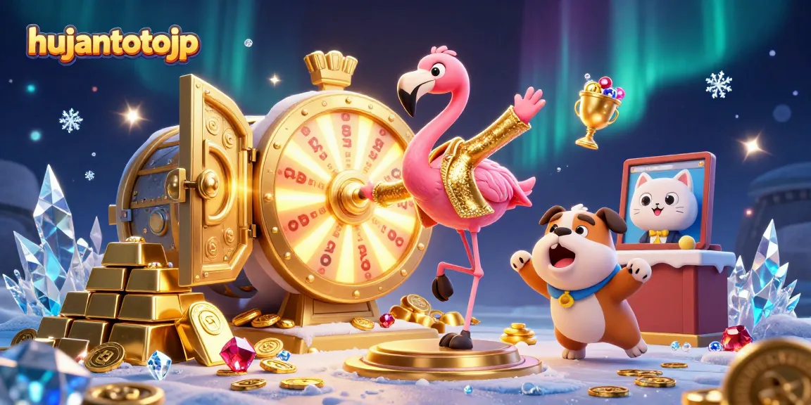 Permainan hujantotojp dengan flamingo menggilas roda hadiah besar di kasino online.