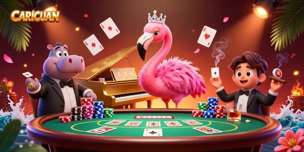 Experience CARICUAN's captivating streaming scene with vibrant gambling elements.