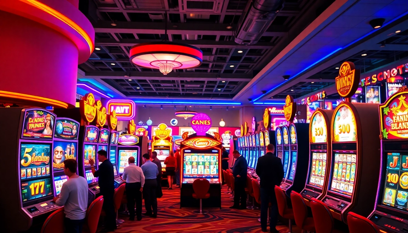 Slot machine shining brightly on the casino floor, attracting players with its features.