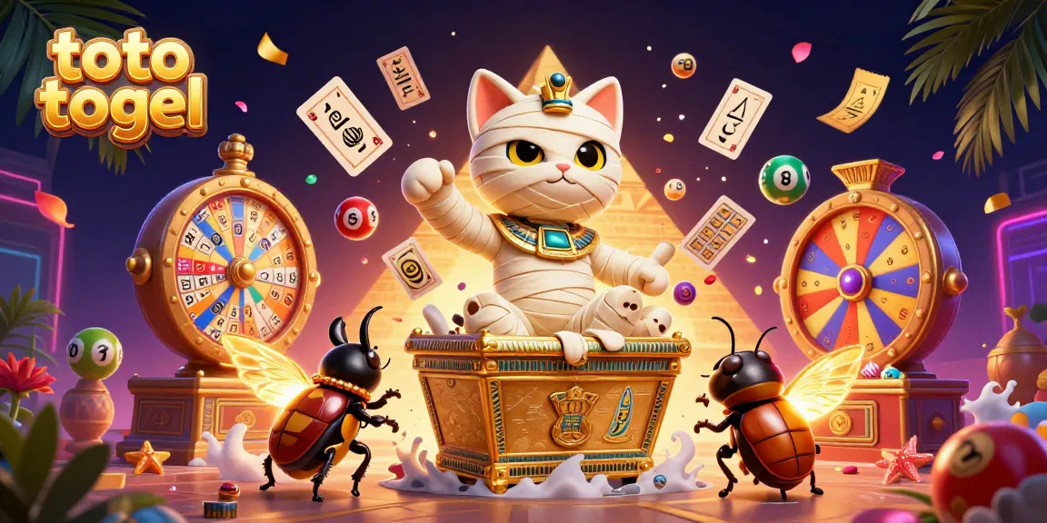 Experience thrilling toto togel excitement with a mummy cat casino adventure bursting with colorful lottery elements.