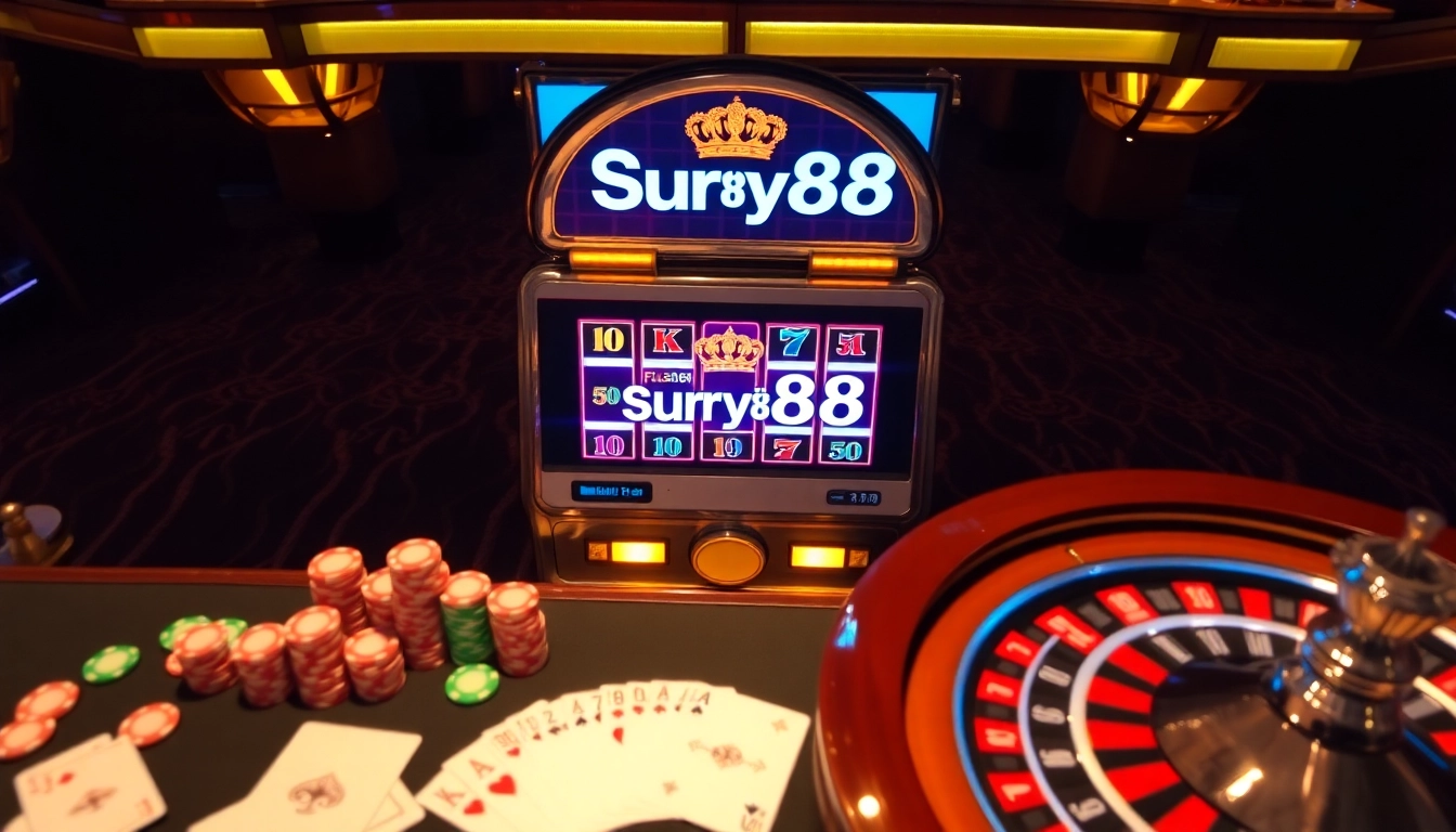 Engaging scene showcasing the Surya88 alternatif slot interface with vibrant casino elements.