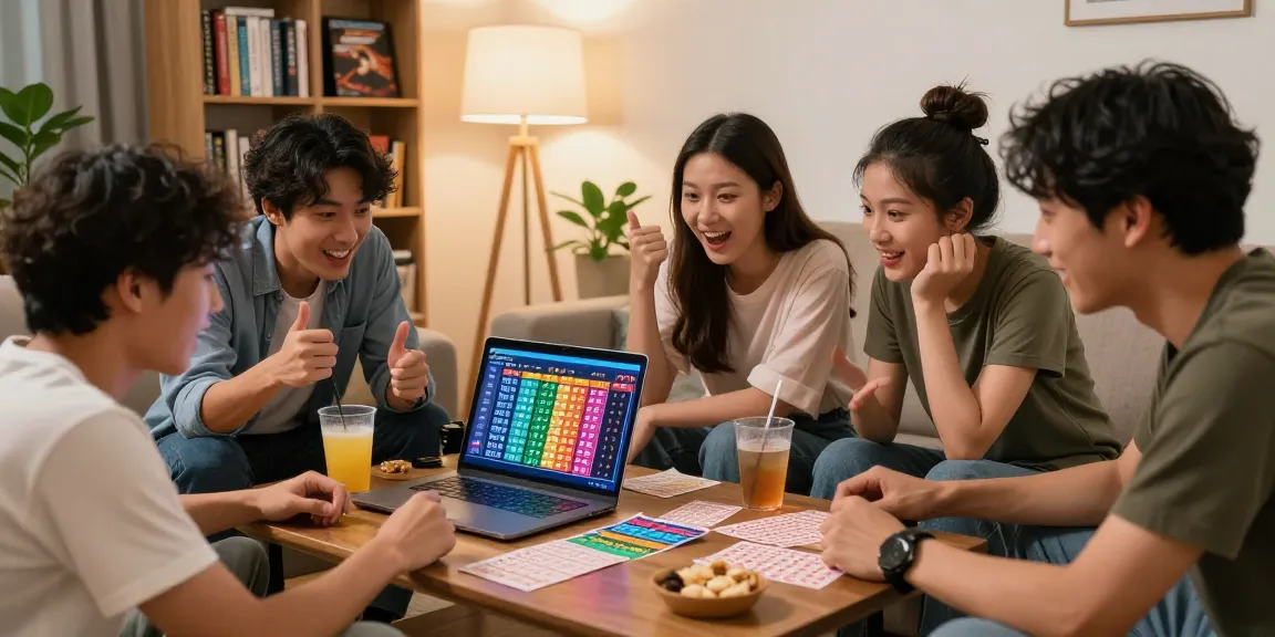 Friends enjoying situs togel lottery games in a cozy living room with snacks and live results.