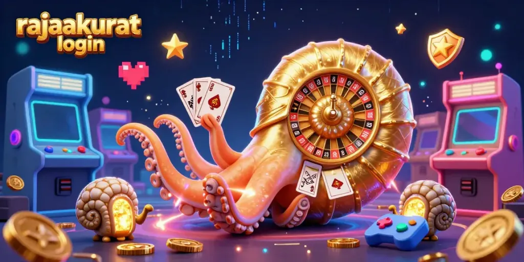 Nuansa permainan digital yang meriah dengan karakter nautilus dan elemen rajaakurat login.