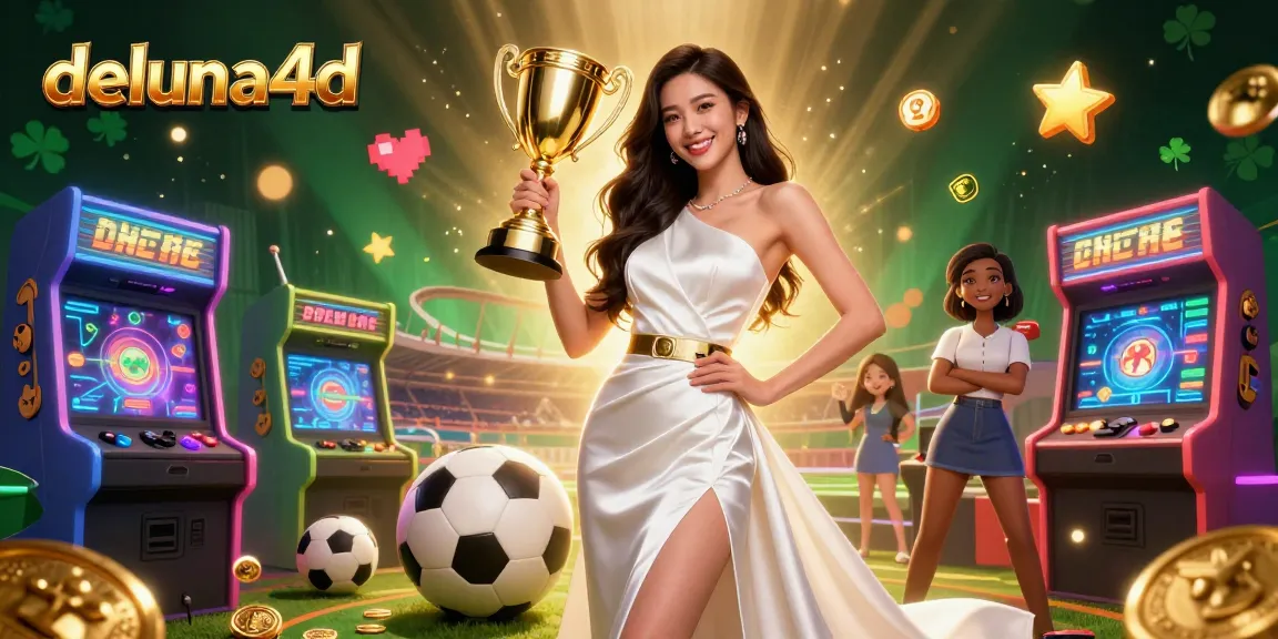 Experience the thrill of winning with deluna4d's vibrant 3D casino scene showcasing sports betting elements.